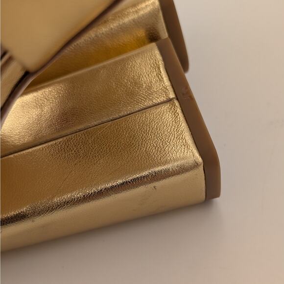 Badgley Mischka Cadence Women's Heeled Slide Sandal Leather Gold Size US9 EU40 - Picture 11 of 11